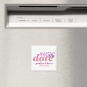 Een moderne bruiloft met een paarse roze datum magneet (Insitu (Vaatwasser))