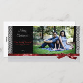 Een moderne Damask Holiday Photo Card Feestdagenkaart (Voorkant / Achterkant)