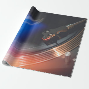 Een moderne draaischijf om muziek op audioschijf t cadeaupapier