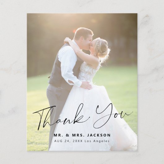 Een moderne, eenvoudige foto bruiloft bedankt (Voorkant)