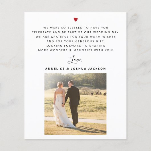 Een moderne, eenvoudige foto bruiloft bedankt flyer (Achterkant)