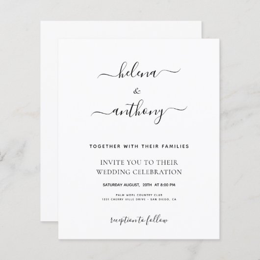 Een moderne elegante uitnodiging voor een eenvoudi (Voorkant / Achterkant)