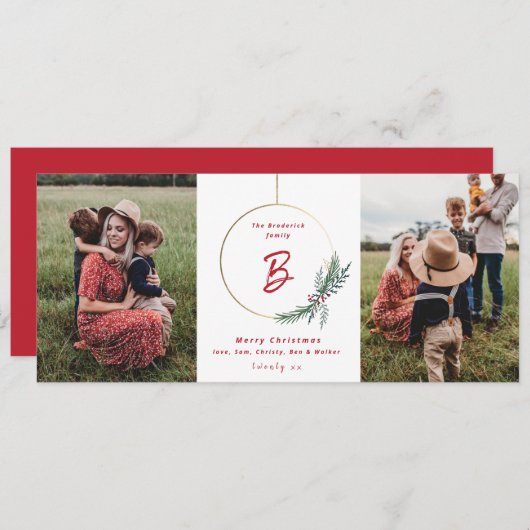 Een moderne kerstkaart met brede vakantie (Voorkant / Achterkant)
