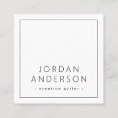 Een moderne minimale dunne rand wit of elke kleur vierkante visitekaartje (Voorkant)