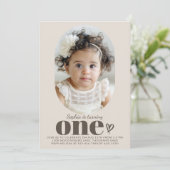 Een moderne minimale foto 1e verjaardag kaart (Staand voorkant)