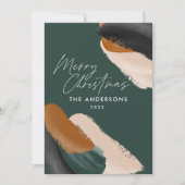 Een moderne minimale waterverf voor groene terraco feestdagenkaart (Voorkant)