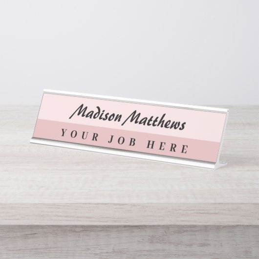 Een moderne, minimalistische handgeschreven script bureau naambordje (Voorkant)