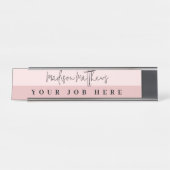 Een moderne, minimalistische handgeschreven script bureau naambordje (Voorkant)