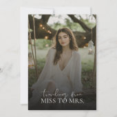 Een moderne Miss to Mrs. Overlay foto Vrijgezellen Kaart (Voorkant)