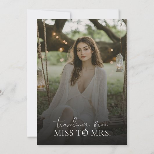 Een moderne Miss to Mrs. Overlay foto Vrijgezellen Kaart (Voorkant)