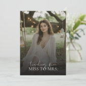 Een moderne Miss to Mrs. Overlay foto Vrijgezellen Kaart (Staand voorkant)