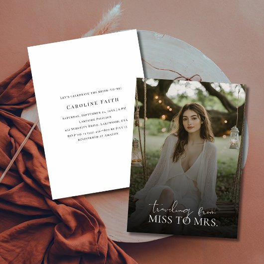 Een moderne Miss to Mrs. Overlay foto Vrijgezellen Kaart