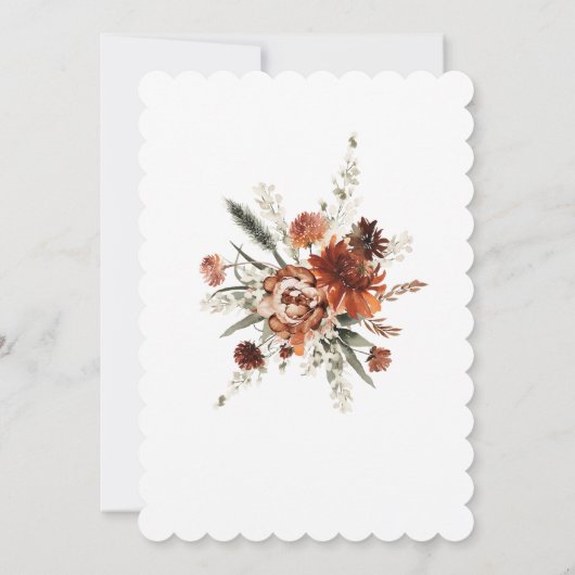 Een moderne Oranje en witte bruiloft Kaart (Achterkant)