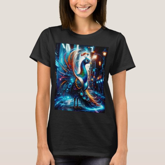Een moderne pauw in de grote stad t-shirt (Voorkant)
