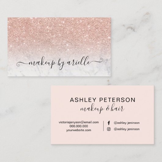 Een moderne tipolaire marmer roos goud glitter visitekaartje (Voorkant / Achterkant)