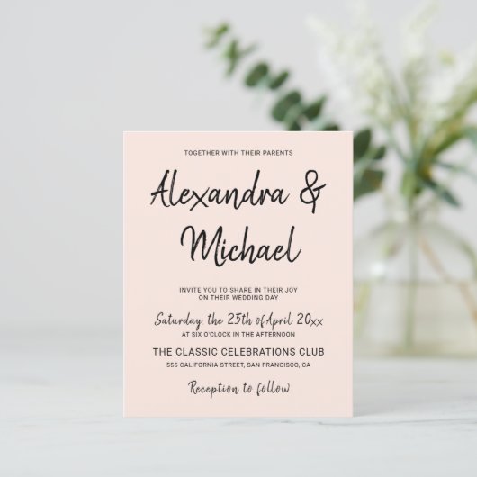 Een moderne uitnodiging voor een gemengde bruiloft (Staand voorkant)