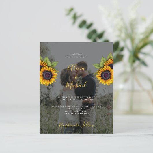 Een moderne uitnodiging voor fotobruiloft voor zon (Staand voorkant)