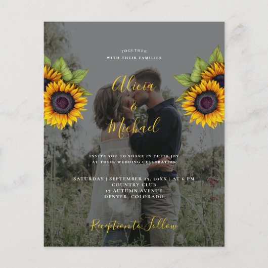 Een moderne uitnodiging voor fotobruiloft voor zon (Voorkant)