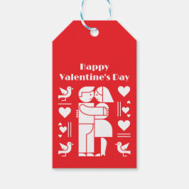 Een moderne Valentijnsdag in Bauhaus-stijl Cadeaulabel