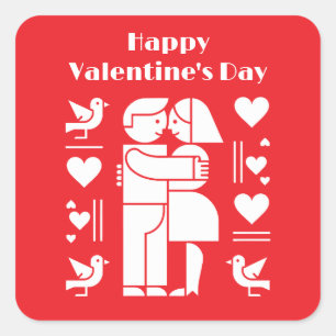 Een moderne Valentijnsdag in Bauhaus-stijl Vierkante Sticker