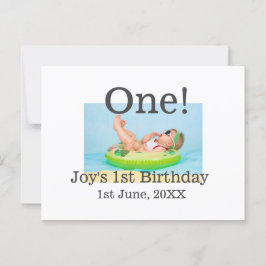 Eén moderne verjaardagsfoto met naam en datum briefkaart