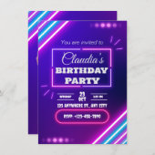 Een moderne verjaardagsuitnodiging informatiekaartje (Voorkant / Achterkant)