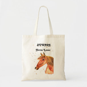 Een moderne waterverf meisje met een paardenliefhe tote bag