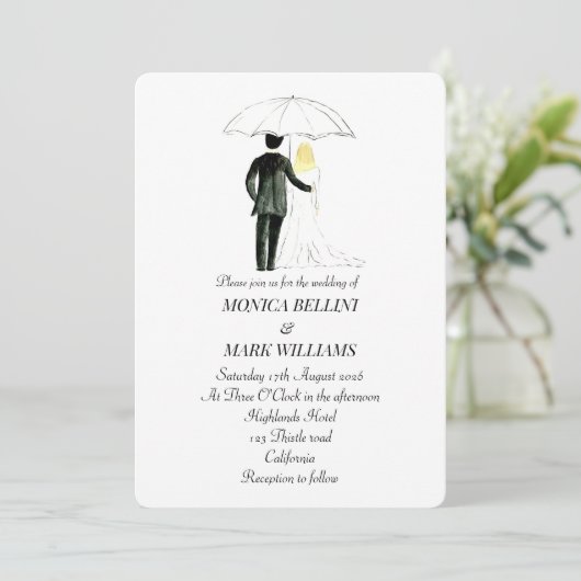 Een moderne Waterverf minimalistische bruiloft Kaart (Staand voorkant)