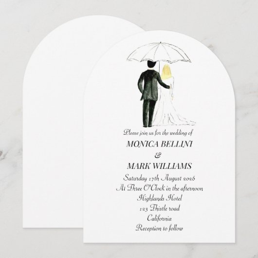 Een moderne Waterverf minimalistische bruiloft Kaart (Voorkant / Achterkant)