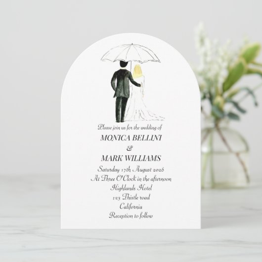 Een moderne Waterverf minimalistische bruiloft Kaart (Staand voorkant)