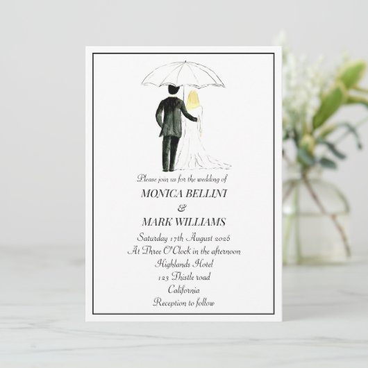 Een moderne Waterverf minimalistische bruiloft Kaart (Staand voorkant)