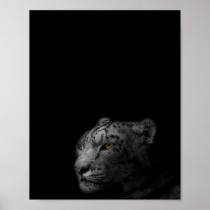 Een moderne zwarte en witte foto van de luipaard poster