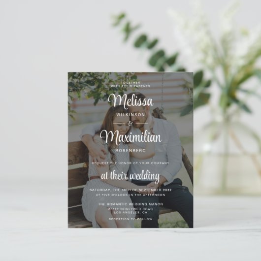 Een moderne zwarte, transparante fotobruiloft (Staand voorkant)