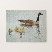 Een Moeder Goose en haar Baby Goslings Natuur Legpuzzel (Horizontaal)