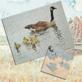 Een Moeder Goose en haar Baby Goslings Natuur Legpuzzel