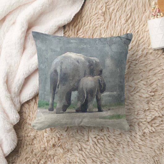 Een moeder houdt van olifant Pillow Kussen (Deken)