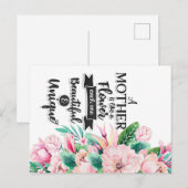 Een moeder is als een bloem cadeau, Moederdag cade Briefkaart (Voorkant / Achterkant)