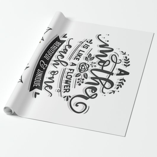 Een moeder is als een bloem, Cute Moederdag Gift Cadeaupapier (Uitgerold)