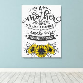 Een moeder is als een bloem, Cute Moederdag Gift Canvas Afdruk (Insitu (Houten vloer))