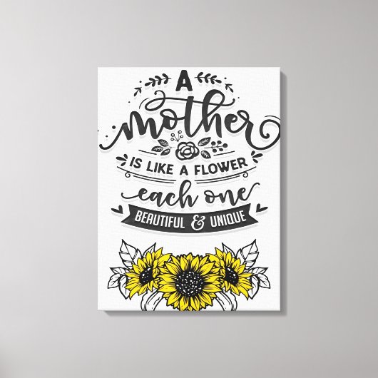 Een moeder is als een bloem, Cute Moederdag Gift Canvas Afdruk (Voorkant)