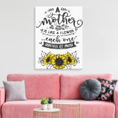 Een moeder is als een bloem, Cute Moederdag Gift Canvas Afdruk (Insitu (Woonkamer))