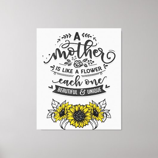 Een moeder is als een bloem, Cute Moederdag Gift Canvas Afdruk (Voorkant)