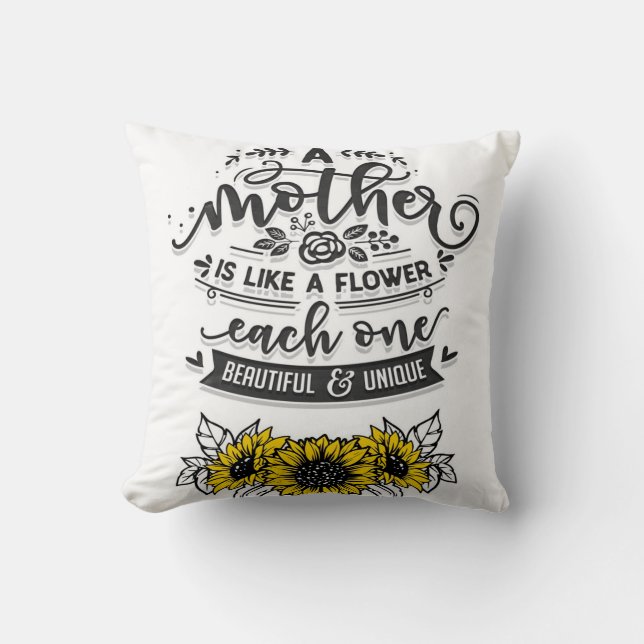 Een moeder is als een bloem, Cute Moederdag Gift Kussen (Voorkant)