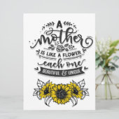 Een moeder is als een bloem, Cute Moederdag Gift Menu (Staand voorkant)