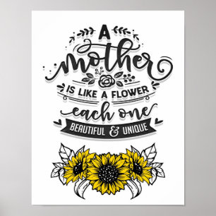 Een moeder is als een bloem, Cute Moederdag Gift Poster