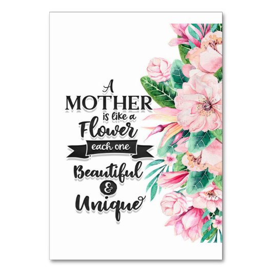 Een moeder is als een bloem, een Moederdag cadeau. Kaart (Voorkant)