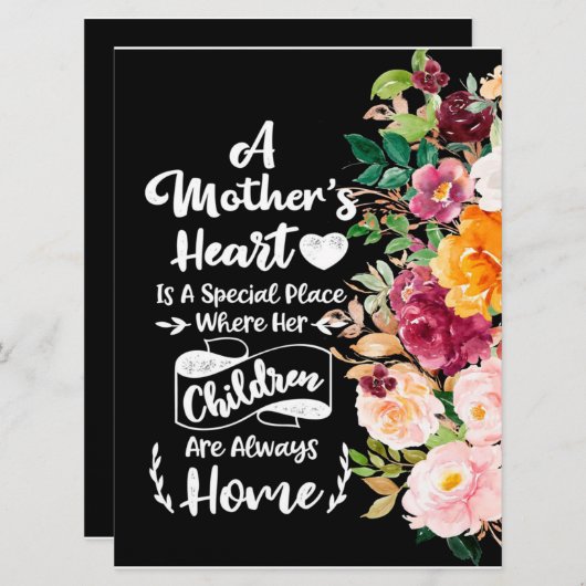 Een moeder is als een bloem, een Moederdag cadeau. Menu (Voorkant / Achterkant)