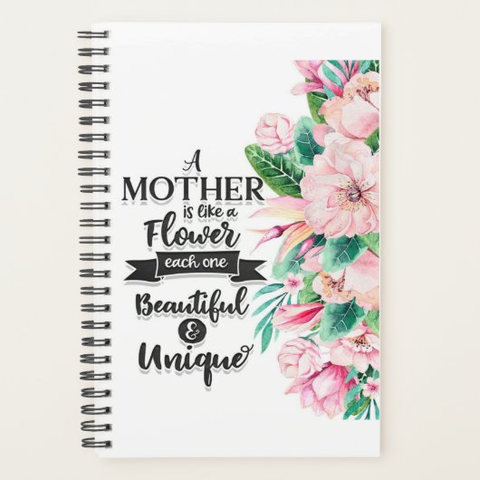 Een moeder is als een bloem, een Moederdag cadeau. Planner (Voorkant)