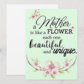 Een moeder is als een bloem... feestdagenkaart (Voorkant / Achterkant)