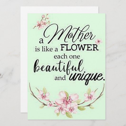 Een moeder is als een bloem... feestdagenkaart (Voorkant / Achterkant)